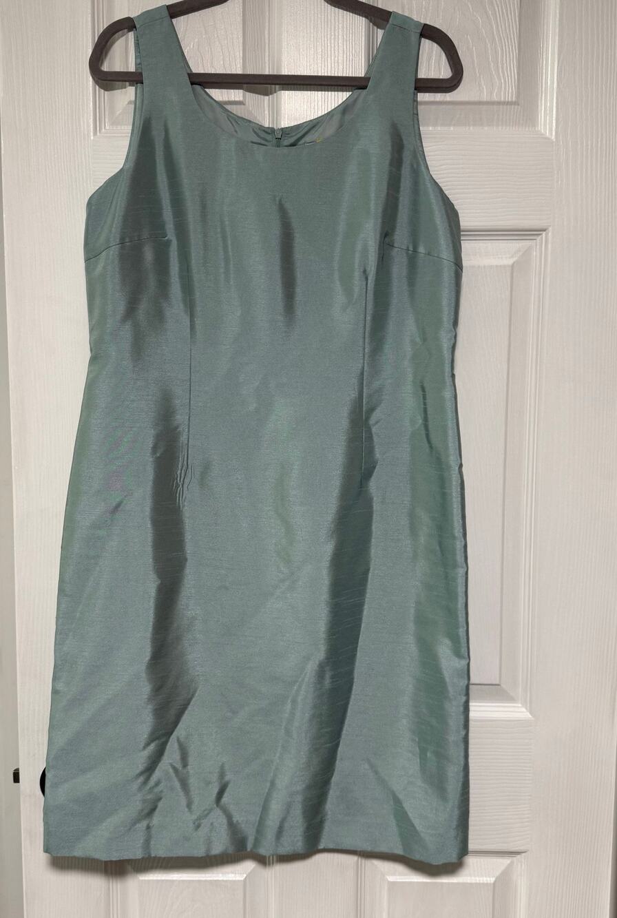 Coldwater Creek Women's Blue Satin Sleeveless Dress Size 12